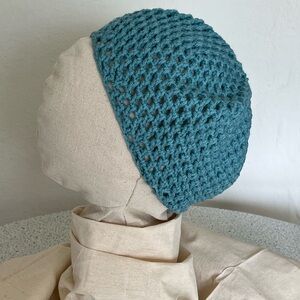 Teal Crochet Beanie Tam